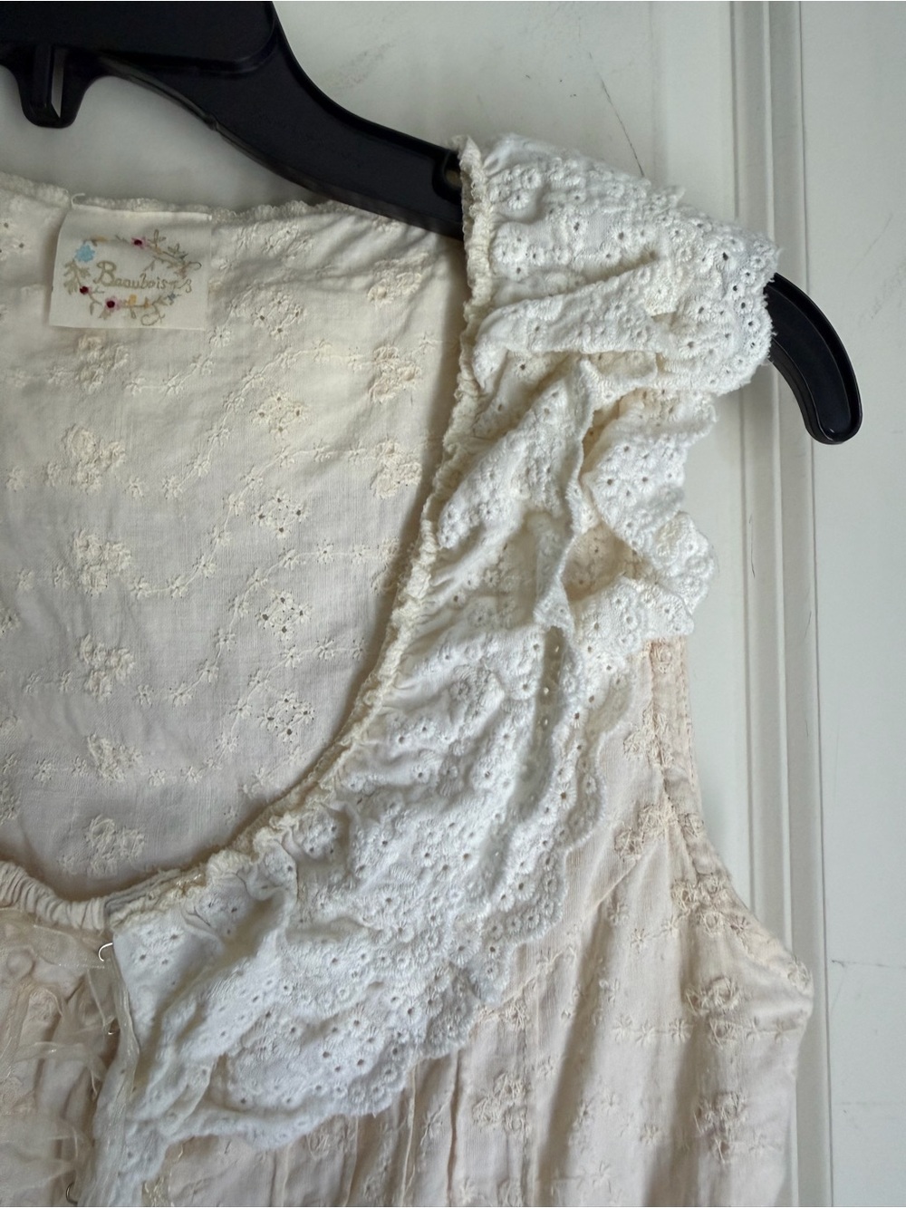Beaubois Cream eyelet Lace-Up Ruffled Cotton Corset tank Top L cottagecore boho - Picture 7 of 11